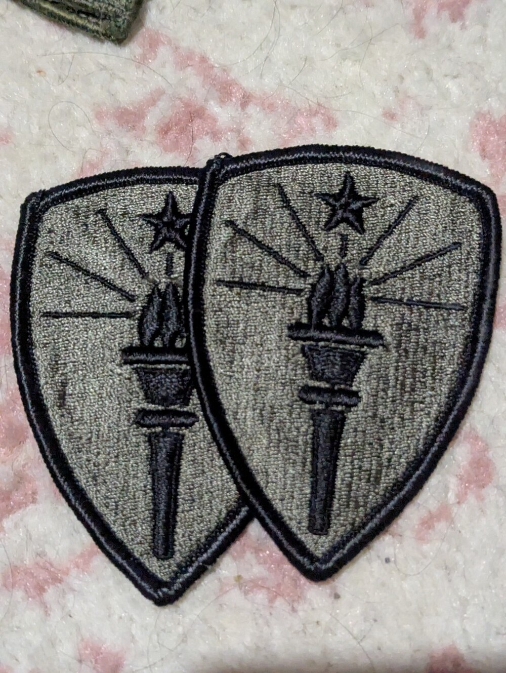 U.S. Army Gray and Black Torch Shield Patch Pair